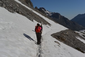 Traversing across the snow 