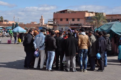Jemaa El Fna often has crowds of folk just watching performers