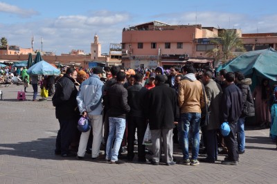 Jemaa El Fna often has crowds of folk just watching performers 